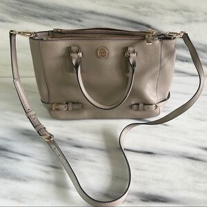 Tory Burch Tan Satchel Bag with Structured Design